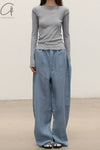 BASERANGE Ribbed Long Sleeve Top T-shirt TTVL Series Collection France BAS-TTVL-RB-SP25-BOW LBUE